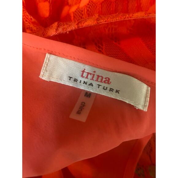 Trina Turk Ellington Lace Knit Dress Coral size Medium - Picture 8 of 8